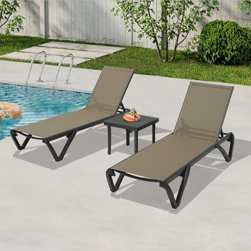 Domi Pool Lounge Chairs, Aluminum Patio Chaise Lounge by domioutdoorliving