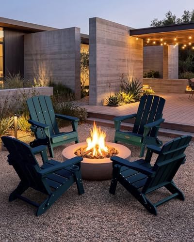Folding Adirondack Chairs Set of 2, 2 Cup Holders, Tibetan Blue - Image 2