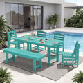 6-Piece Patio Dining Set, HDPE Table Bench and Armless Chairs Aruba by KINGYES