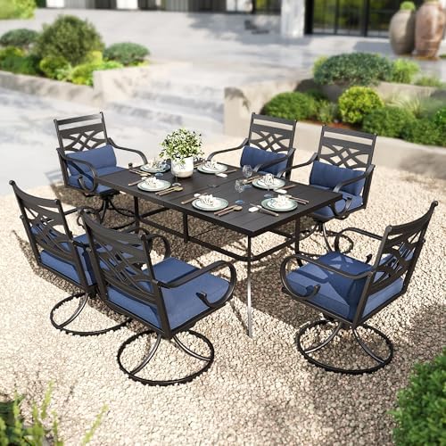 PHI VILLA Patio Dining Set, Swivel Chairs, Metal Table by PHIVILLA
