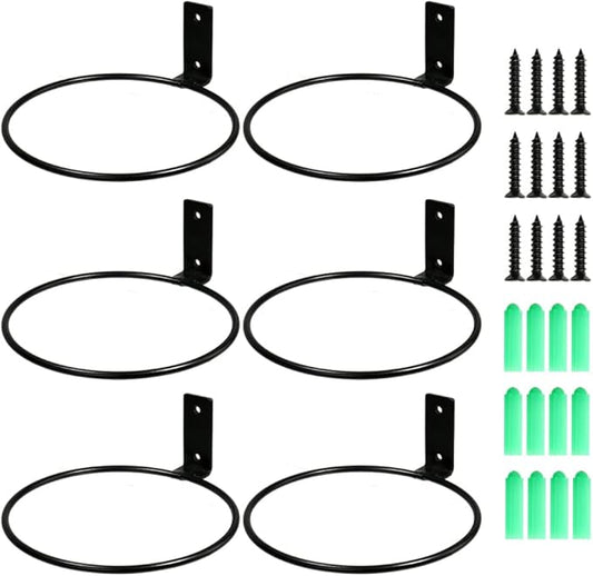 6 Pack 6in Flower Pot Holder Ring Wall Mounted Metal Planter Hooks Hangers Wall Bracket Wall Planter Hook (6, 6")