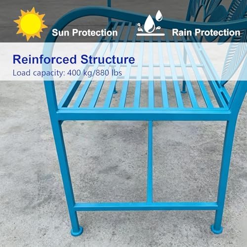 Metal Outdoor Garden Bench, 42.5" 2-3 Seater Patio Bench - Image 5