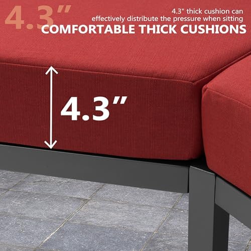 9 Piece Aluminum Outdoor Sectional Sofa Set, Curved Sofa - Image 5