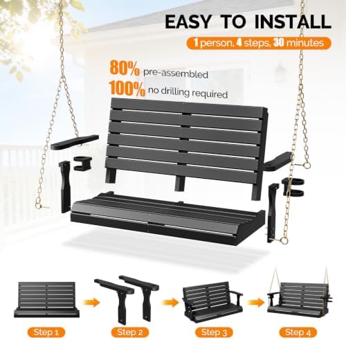 VINGLI 4 FT HDPE Porch Swing Outdoor - Image 7