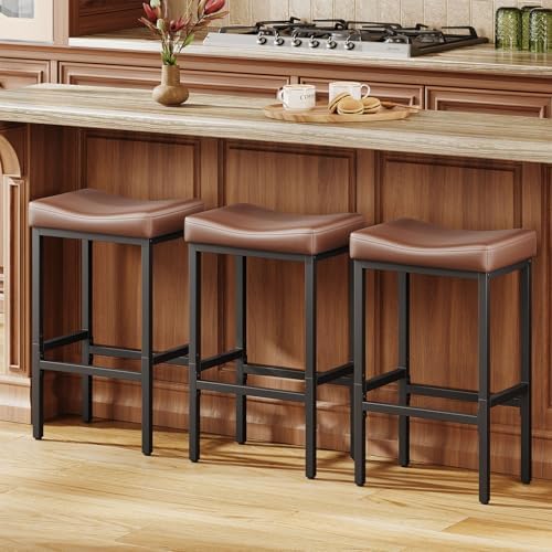 Compact 24 Inch Counter Height Bar Stools Set of 3 by Vellorise