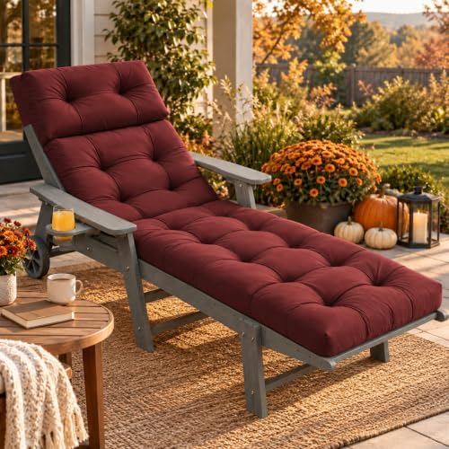 Chaise Lounge Cushion Outdoor, 74.4" x 22", Waterproof, Dark Red by PALHMLIY%E2%80%93ElevateYourEscape