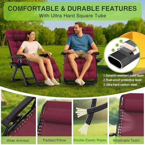 Suteck Zero Gravity Chairs Set of 2, Reclining Camping Chair - Image 5