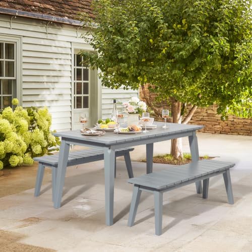 VINGLI Outdoor Wood Bench Set, 2 Piece 46" Natural Garden Bench - Image 2