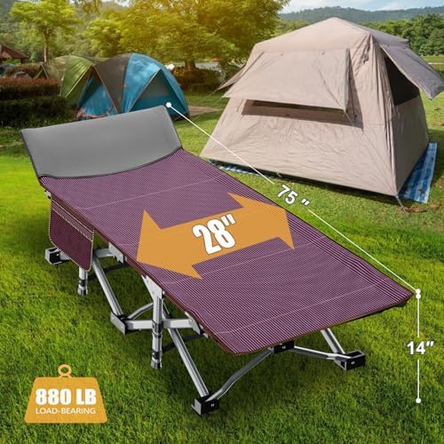 ABORON Camping Cot for Adults, 28 in Wide Folding Bed - Image 2