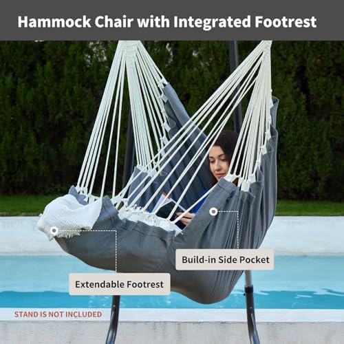 XL Hammock Chair with Footrest, Steel Spreader Bar, 500 lb Capacity - Image 2