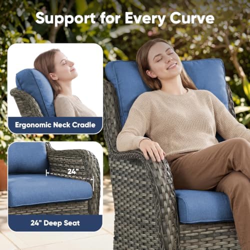 Patio Wicker Sofa Set 6 Pieces Patio Furniture Set Outdoor Couch, 2 Patio - Image 4