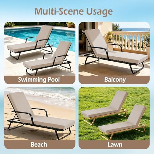 Chaise Lounge Cushions Outdoor Set of 2 - Image 6