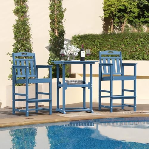 Outdoor Bistro Bar Set, Patio High Top Table and Bar Height Tall Adirondack - Image 2