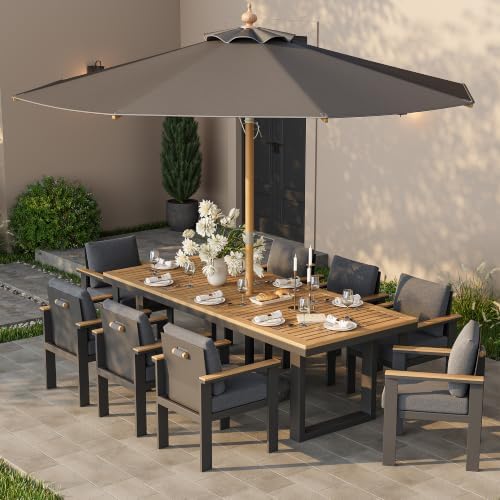 homary 10-Piece Teak Aluminum Dining Set by Homary