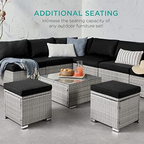 Best Choice Products Set of 2 Wicker Ottomans, Additional Seating, Side Table - Image 6