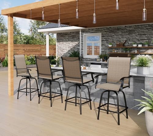 PHI VILLA Outdoor Bar Stools Set of 4, Swivel Patio Bar Chairs - Image 2