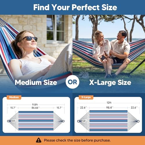SUNCREAT Hammocks for Outside, Portable Heavy Duty Tree Hammock, Ocean Stripes - Image 5