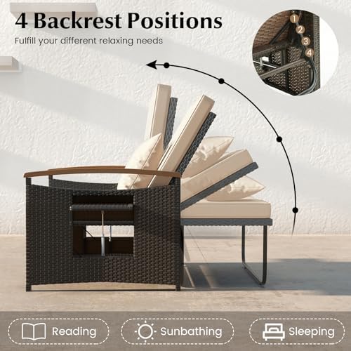 HAPPYGRILL Outdoor Wicker Sofa Daybed, Rattan Sunbed - Image 4
