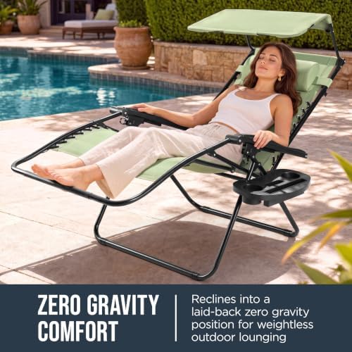 Best Choice Products Oversized Padded Zero Gravity Chair Recliner w/ Canopy - Image 3