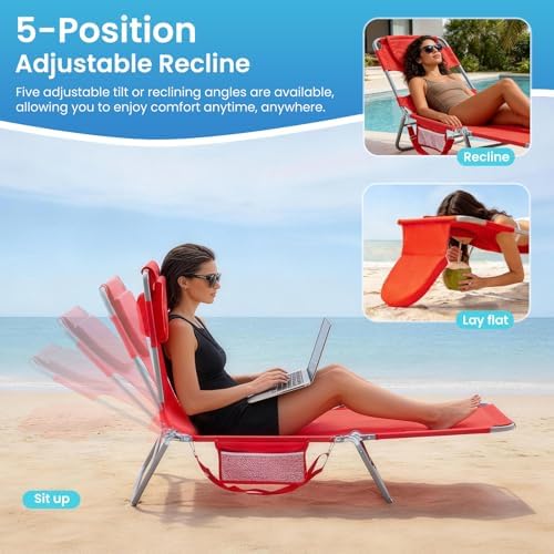 DUMOS Lounge Chair Outdoor, Beach Tanning Chair - Image 5