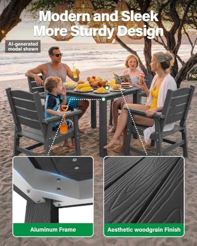 YEFU 8 Piece Square Patio Dining Set, Sturdy Aluminum Frame - Image 5