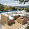 5-Piece Wicker Rattan Patio Sectional Set by HERASHOUSE