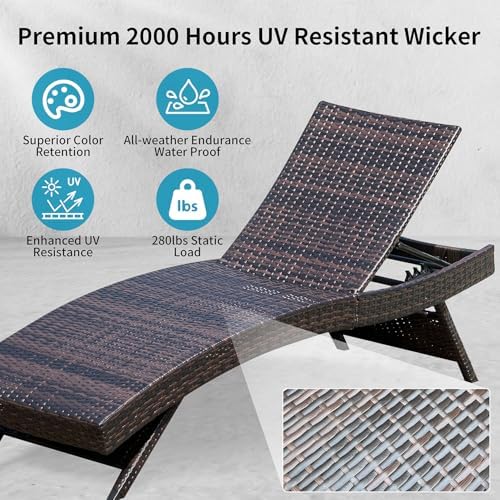 Set of Foldable Long Reclining Patio Seating Chairs, 2 Folding Chairs Patio - Image 4