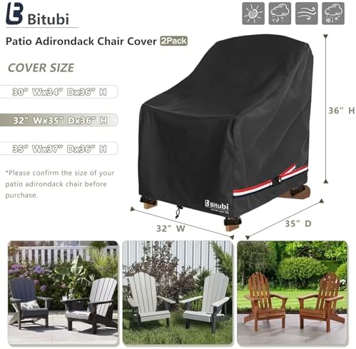 Waterproof 2 Pack Patio Adirondack Chair Cover - Image 2
