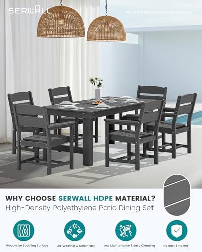SERWALL HDPE Outdoor Dining Table and Chairs Set - Image 3