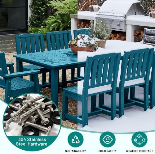 PLUUV 7PC Patio Dining Sets, 6 Armchairs & 1 Table - Image 6