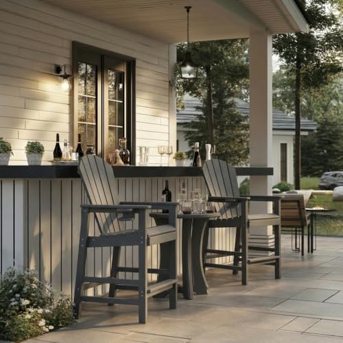 Patio Bar Chair Bar Stool, Outdoor All Weather HDPE Height Adirondack Chair by fromNewJersey