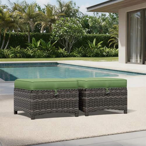 Joyside Outdoor Ottoman Set of 2, Patio Large Ottoman Foot Rest - Image 2