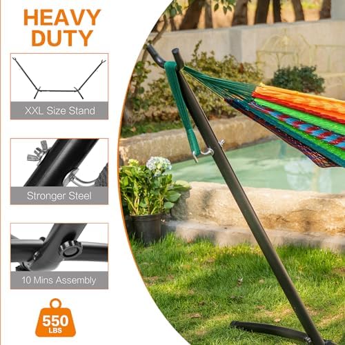 Double Hammock with Stand for Outside, Heavy-Duty - Image 6