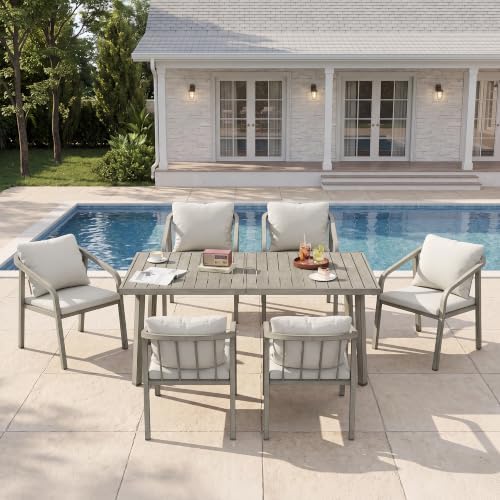 63" Outdoor Dining Table, Aluminum Patio Table - Image 2