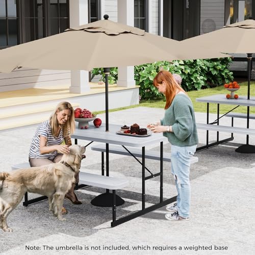 GIANTEX Picnic Table Bench Set for 4 People, 4.5FT Outdoor Rectangular Dining - Image 2