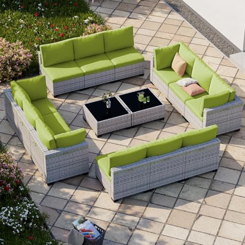 Outdoor PE Wicker Rattan Modular Patio Sectional Sofa Set by Sweecci