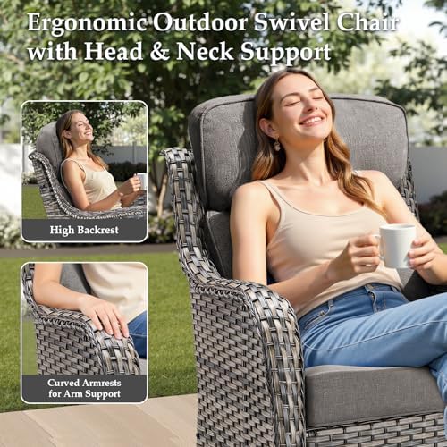 Luxury Outdoor Patio Furniture Set-Wicker High Backrest 3-Seat Patio Sofa - Image 3