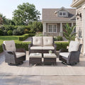 5 Piece Wicker Patio Furniture Set, Outdoor Swivel Rocker Chairs Set of 2 by Belord