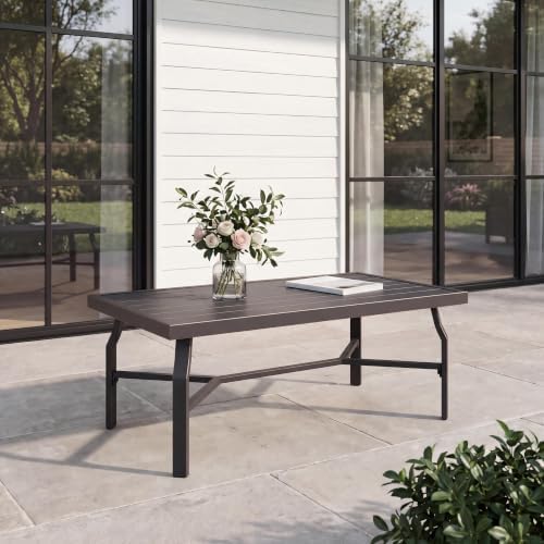 Outdoor Coffee Table, Never-Rust Aluminum Patio Coffee Table, Rectangle Outside by SeeHill