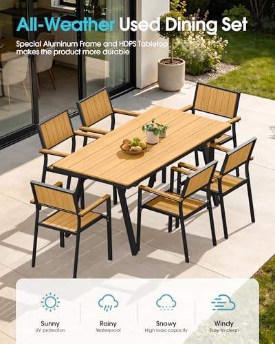 Aluminum Outdoor Dining Set of 4, Patio Table and Stackable Chairs - Image 3