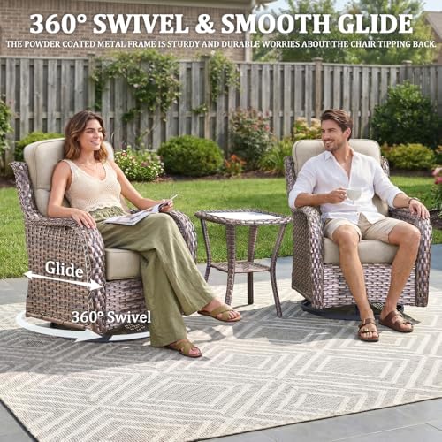 Luxury Swivel Rocker Chairs Fire Pit Set - Image 2