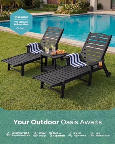 Lounge Chair Outdoor Set of 2, 5-Position Adjustable Patio Lounge Chairs - Image 7
