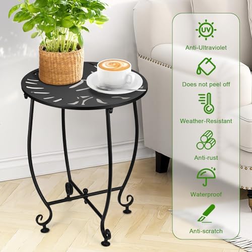 17Inch Height Patio Side Table, Outdoor Metal Side Tables, Weather Resistant - Image 7
