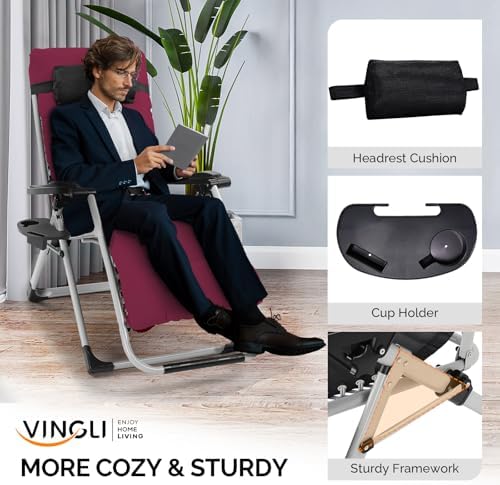 VINGLI Padded Zero Gravity Chair, Lounge Chair - Image 4