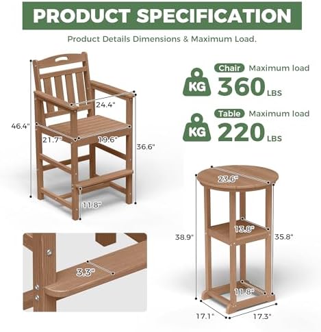HDPE Outdoor Patio Bistro Round High Top Table, Bar Height - Image 3