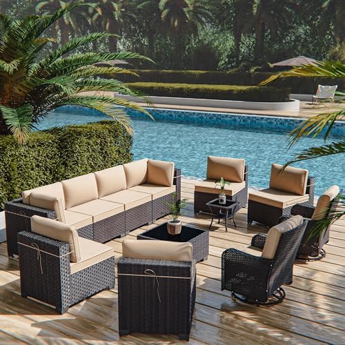 12 Pieces Outdoor Patio Furniture Set, Outdoor Sectional Furniture All Weather - Image 7