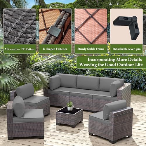 13 Pieces Outdoor Patio Furniture Set, Outdoor Sectional Furniture - Image 3