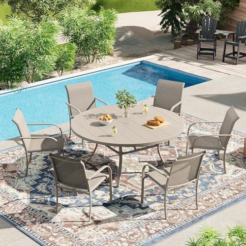VICLLAX 50" Outdoor Round Patio Dining Table - Image 2