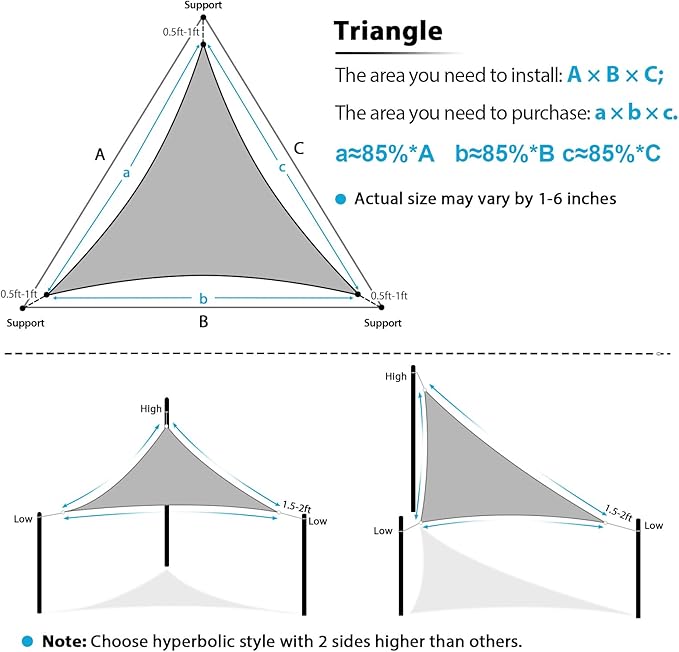 Amagenix Sun Shade Sail 9'X12'X15' Curved Edge Outdoor Shade Canopy Turquoise Mixed Breathable 95% UV Block Shade Cloth for Patio Garden Backyard (We Make Custom Size)