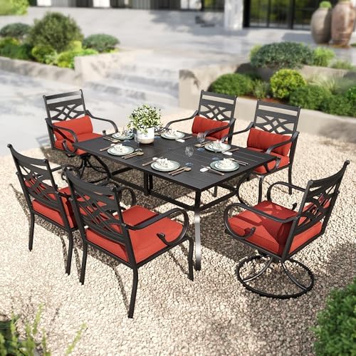 PHI VILLA Patio Dining Set, Swivel Chairs, Metal Table by PHIVILLA